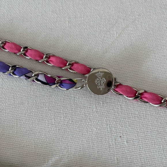 Emilio Pucci multi belt in pink with classic multi color front, logo.red fringe - Picture 3 of 4